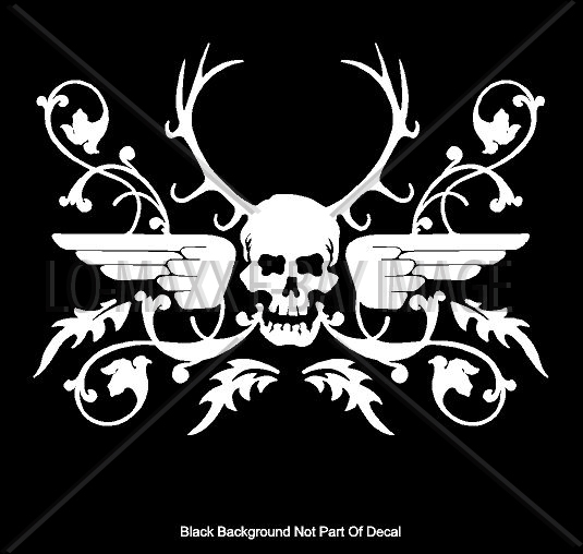 Antler Skull Awesome Ornate Graphic Design Superior Quality Die Cut Vinyl Decal