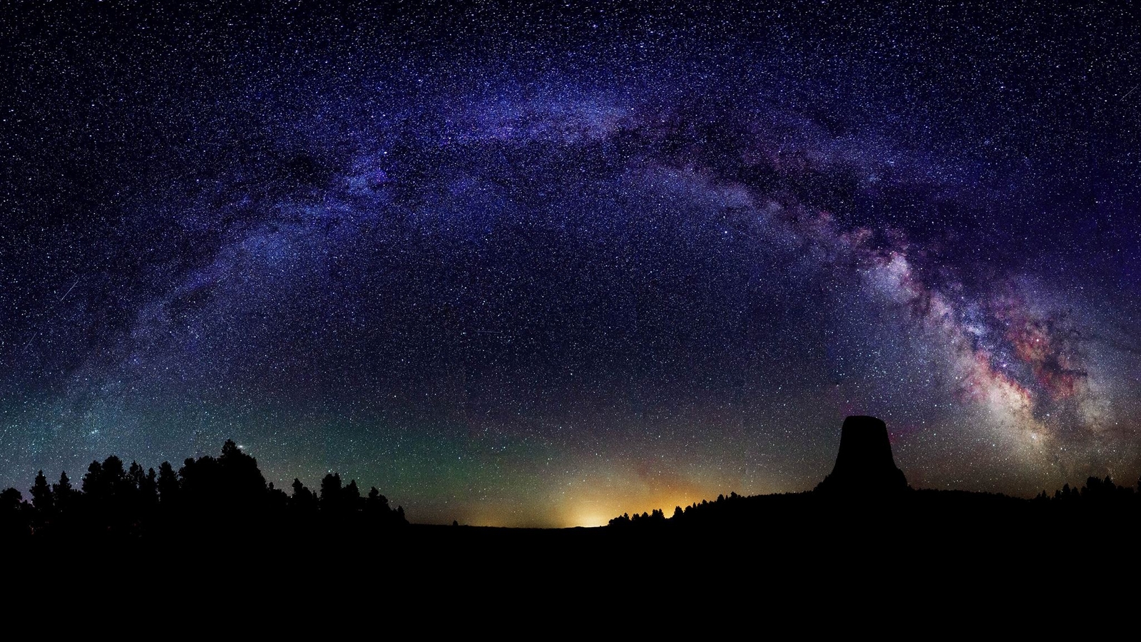 Milky Way Galaxy Stars Wall Mural. Starry Night Over Devils Tower National Monum