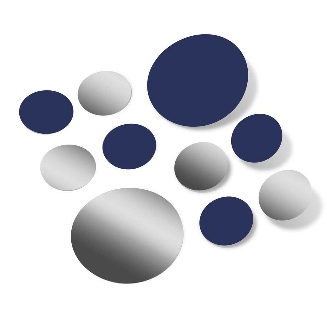 Navy Blue/Metallic Silver Vinyl Wall Decals (30 Decals) – Polka Dots Stickers…