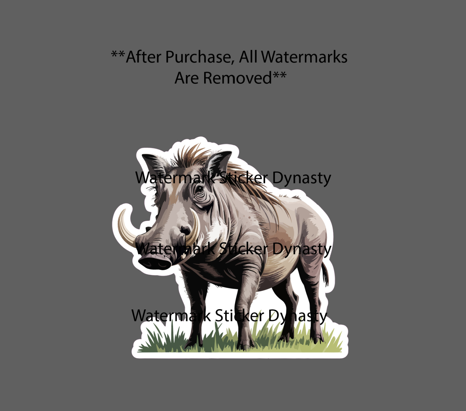 Warthog Sticker Waterproof Decal Animal Wild Wildlife Nature Pig Hog Gift NEW