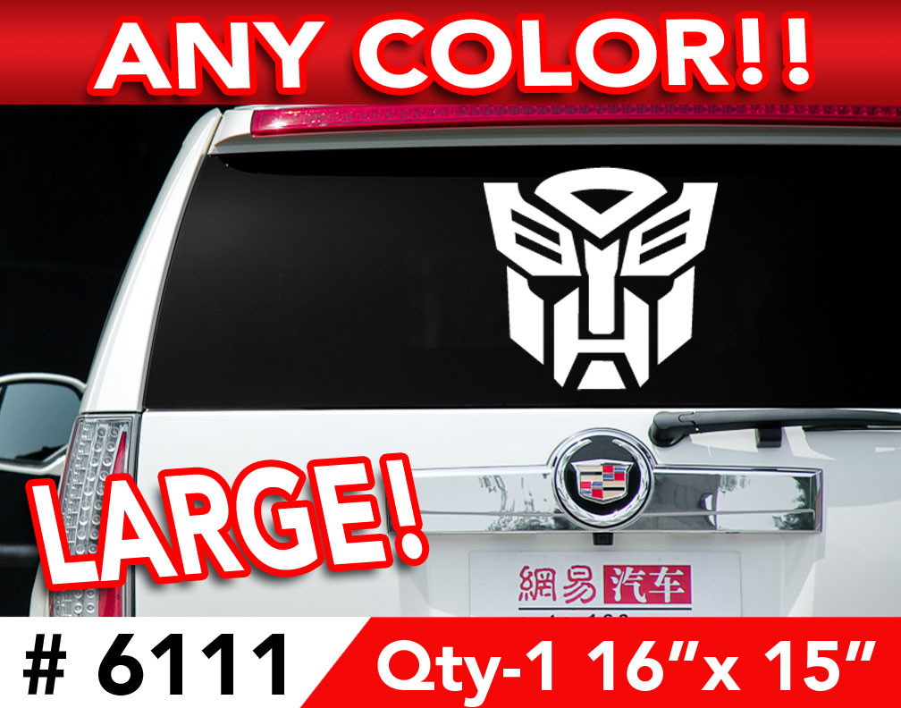 TRANSFORMERS AUTOBOT LARGE DECAL STICKER 16"w x15"h Any 1 Color