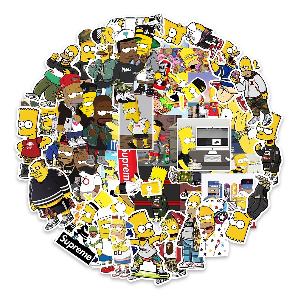 50 Pcs Stickers The Simpsons Character Luggage Skateboard Car Laptop Phone Vinyl