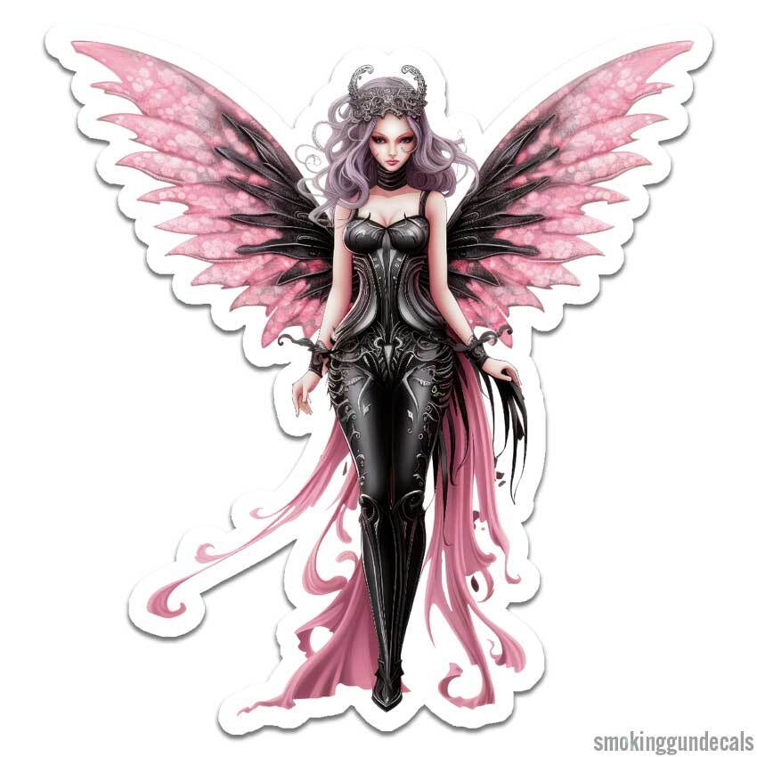 Black Pink Fairy, Vinyl Decal Sticker, Indoor Outdoor, 3 Sizes, #12090