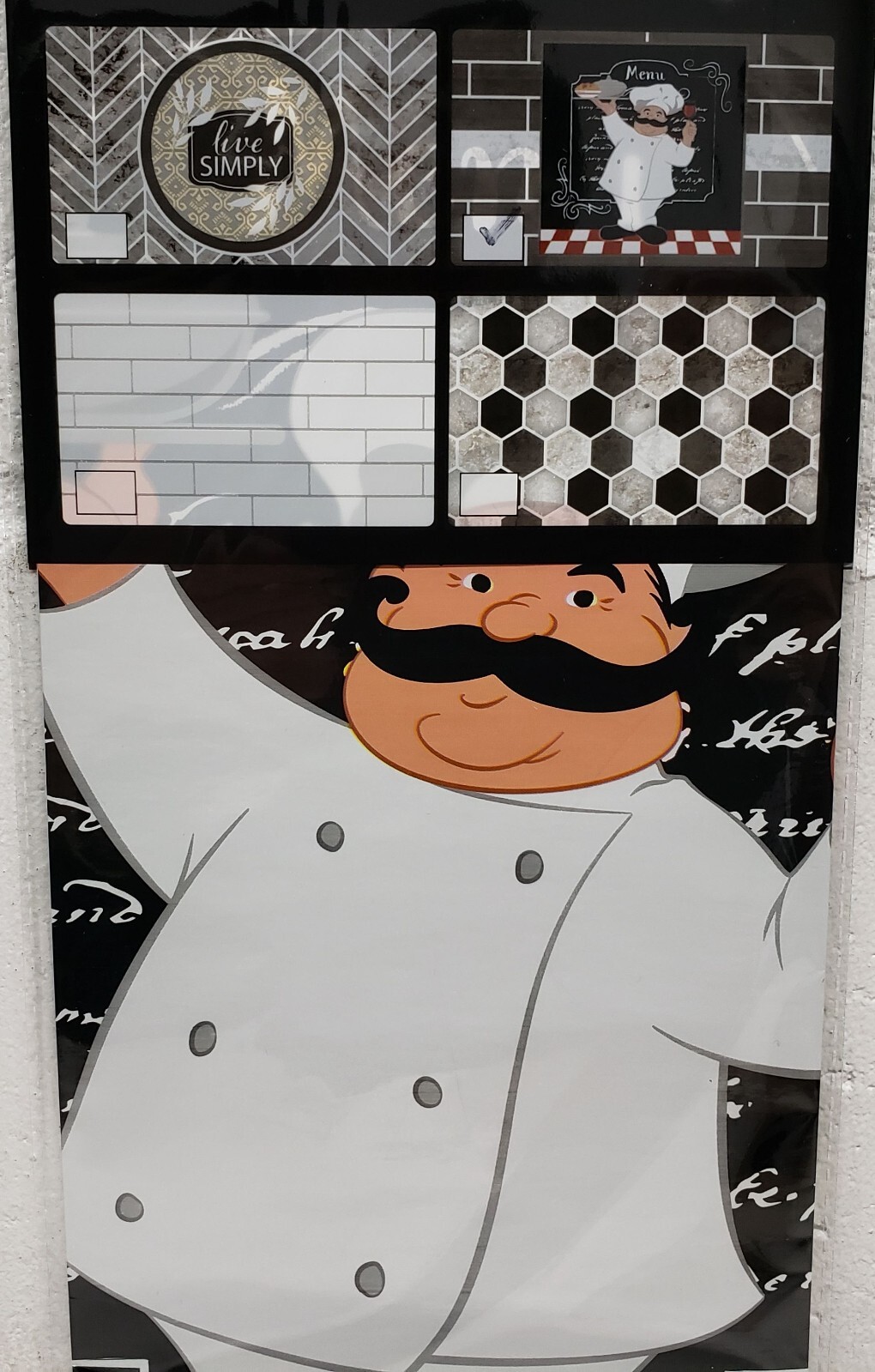 KITCHEN STOVE BACKSPLASH STICKER / WALL DECALl (30"x18") FAT CHEF, GR