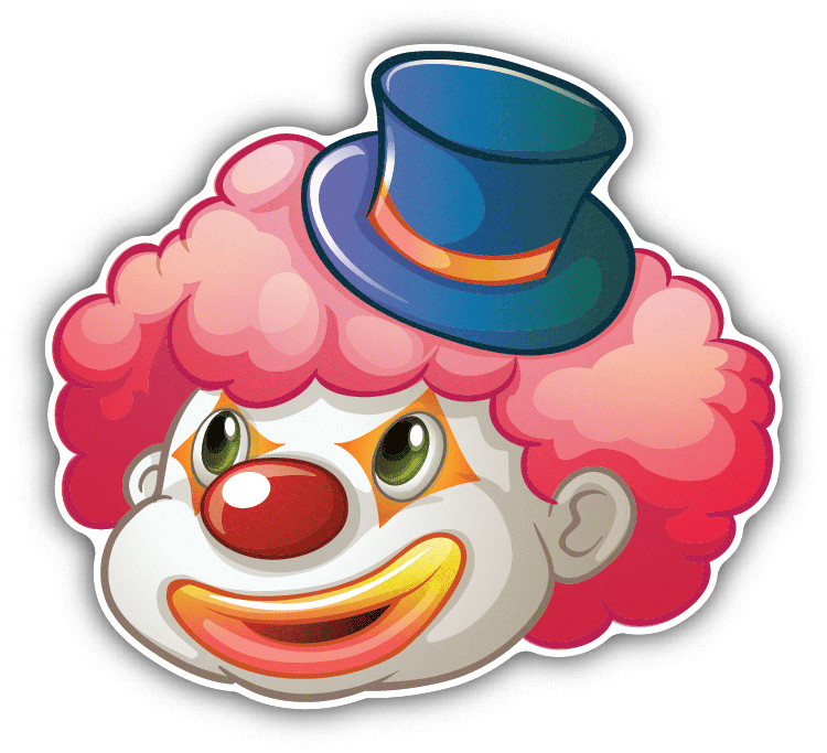 Clown Face Cylinder Hat Car Bumper Sticker Decal "SIZES"