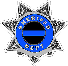 Thin Blue Line 7 pt Badge Matte or Reflective Vinyl Decal Police Deputy Sheriff