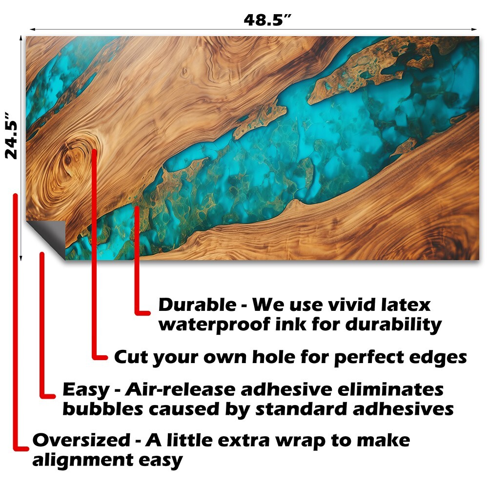 Wood Turquoise Epoxy Cornhole Wraps Stickers Cornhole Skins Cornhole Wraps for B