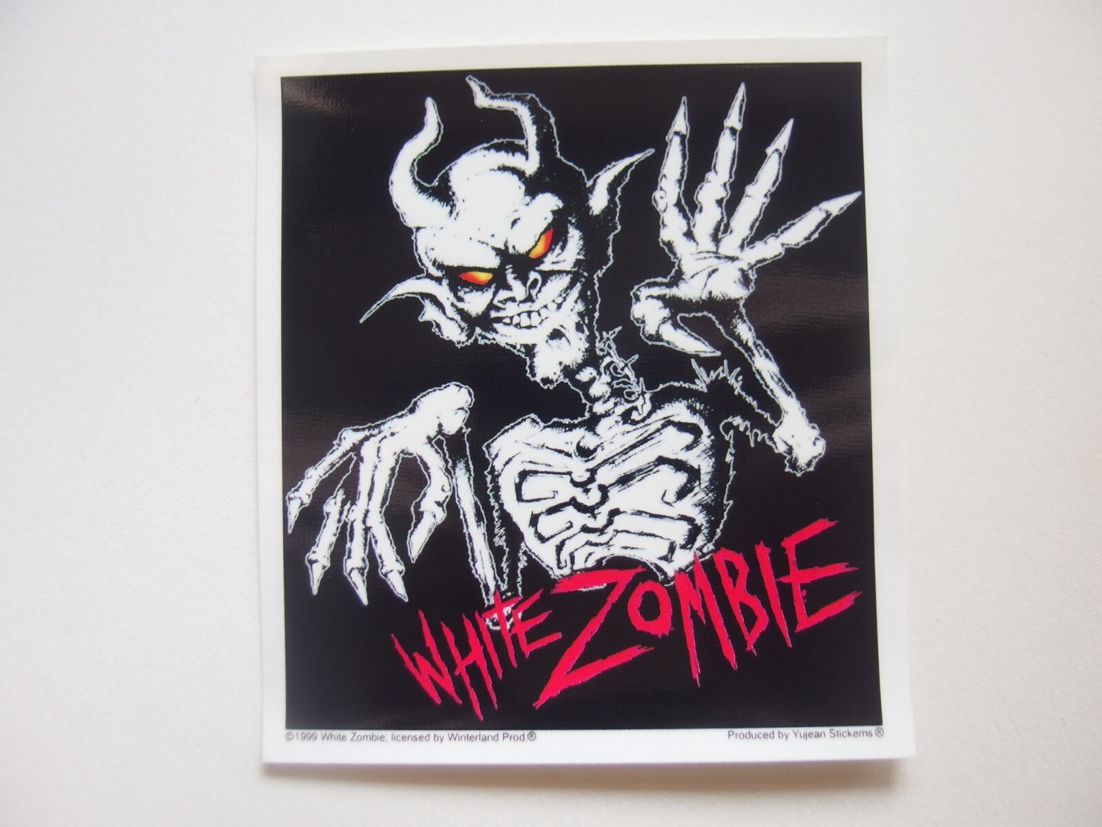 💀 Vintage White Zombie Devil Skeleton Sticker 1999 4.25" x 4.875" Rob Zombie