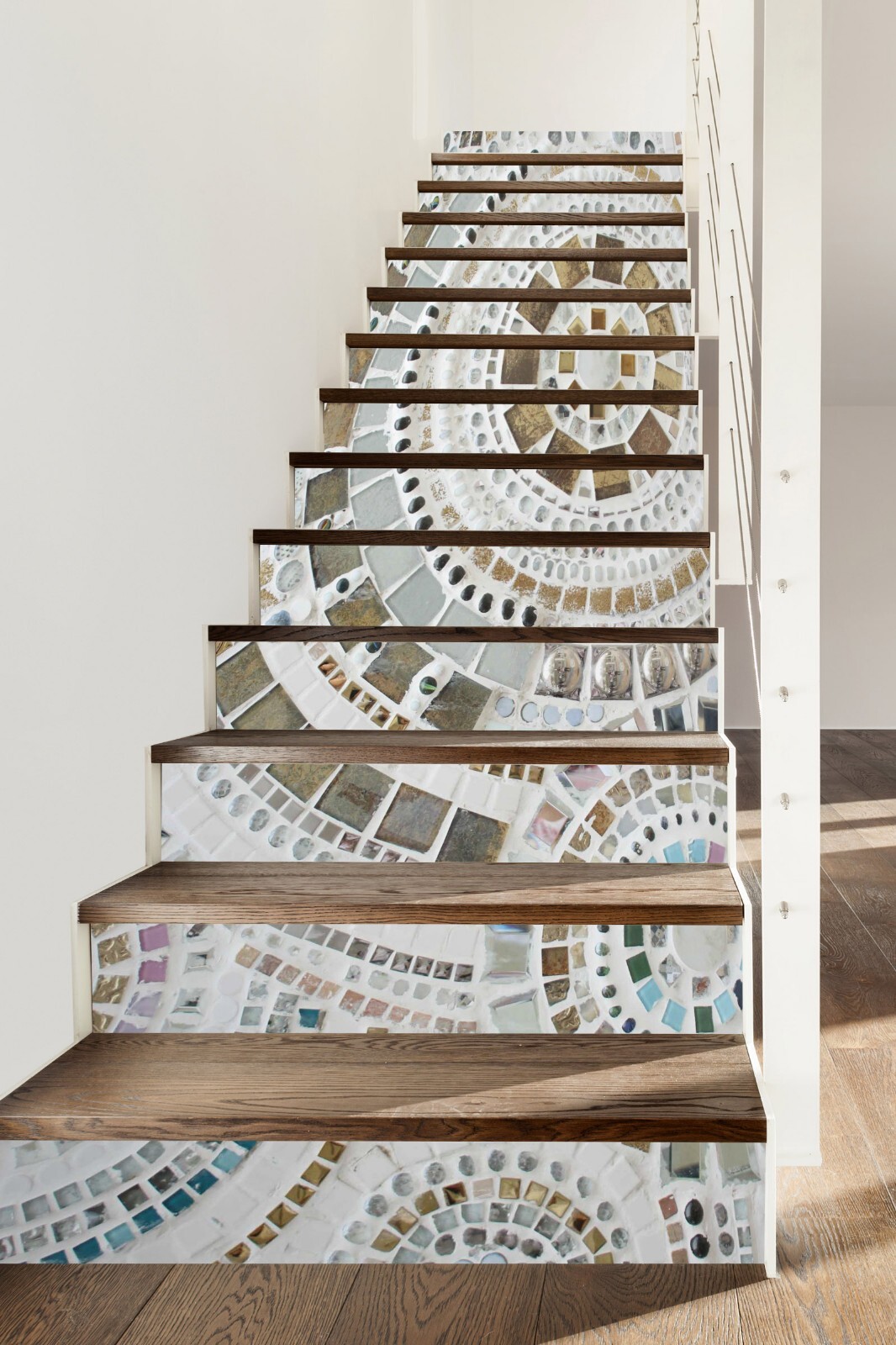 3D Circle Pattern ZHU564 Stairs Risers Decoration Photo Mural Vinyl Wallpaper Am