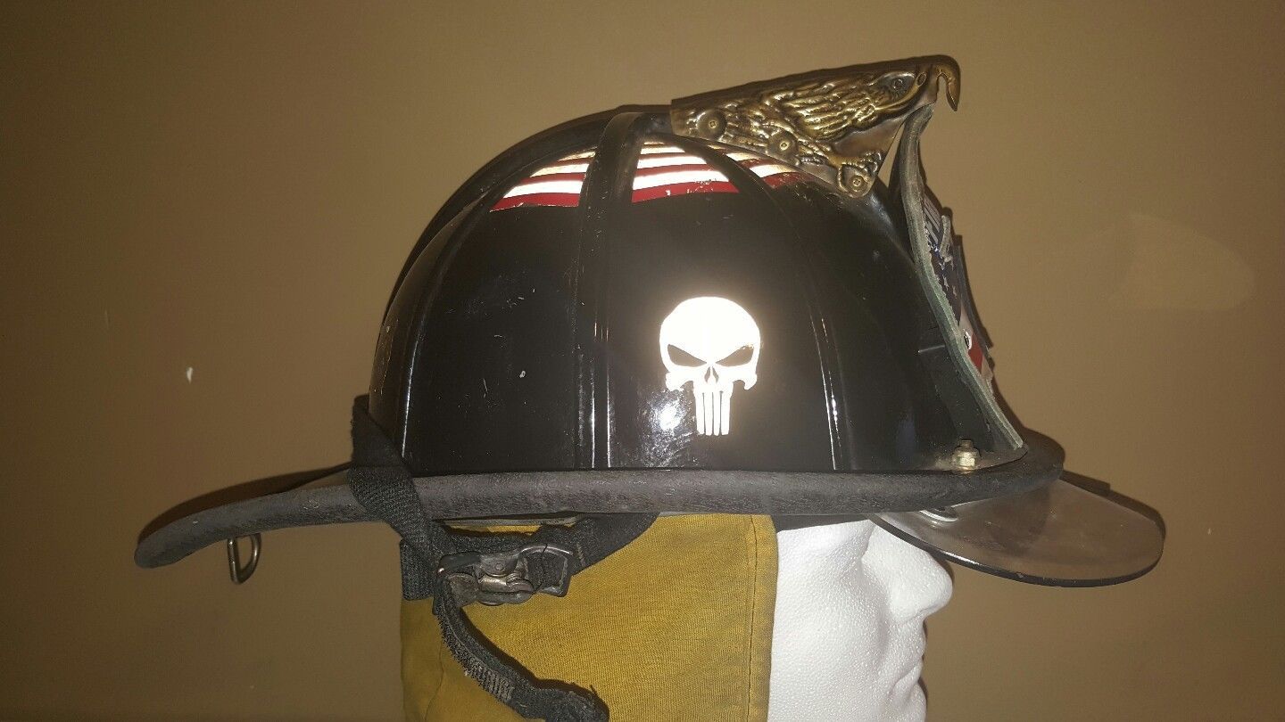 REFLECTIVE Punisher fire helmet die cut decal window sticker hard hat