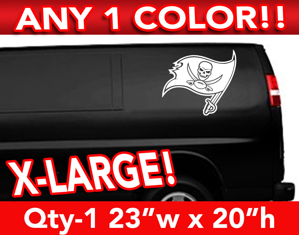 TAMPA BAY BUCCANEERS FLAG LARGE LOGO DECAL STICKER 23"w x 20"h ANY 1 COLOR