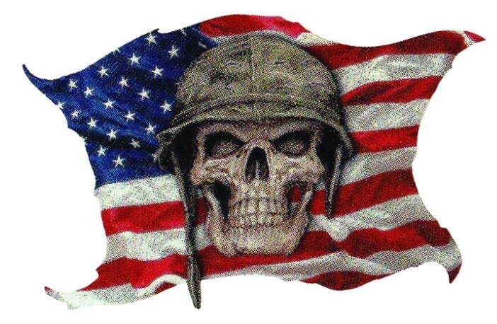 NEW LETHAL THREAT USA CAMO SKULL MINI DECAL STICKER 3.25"x2.25" LT55033