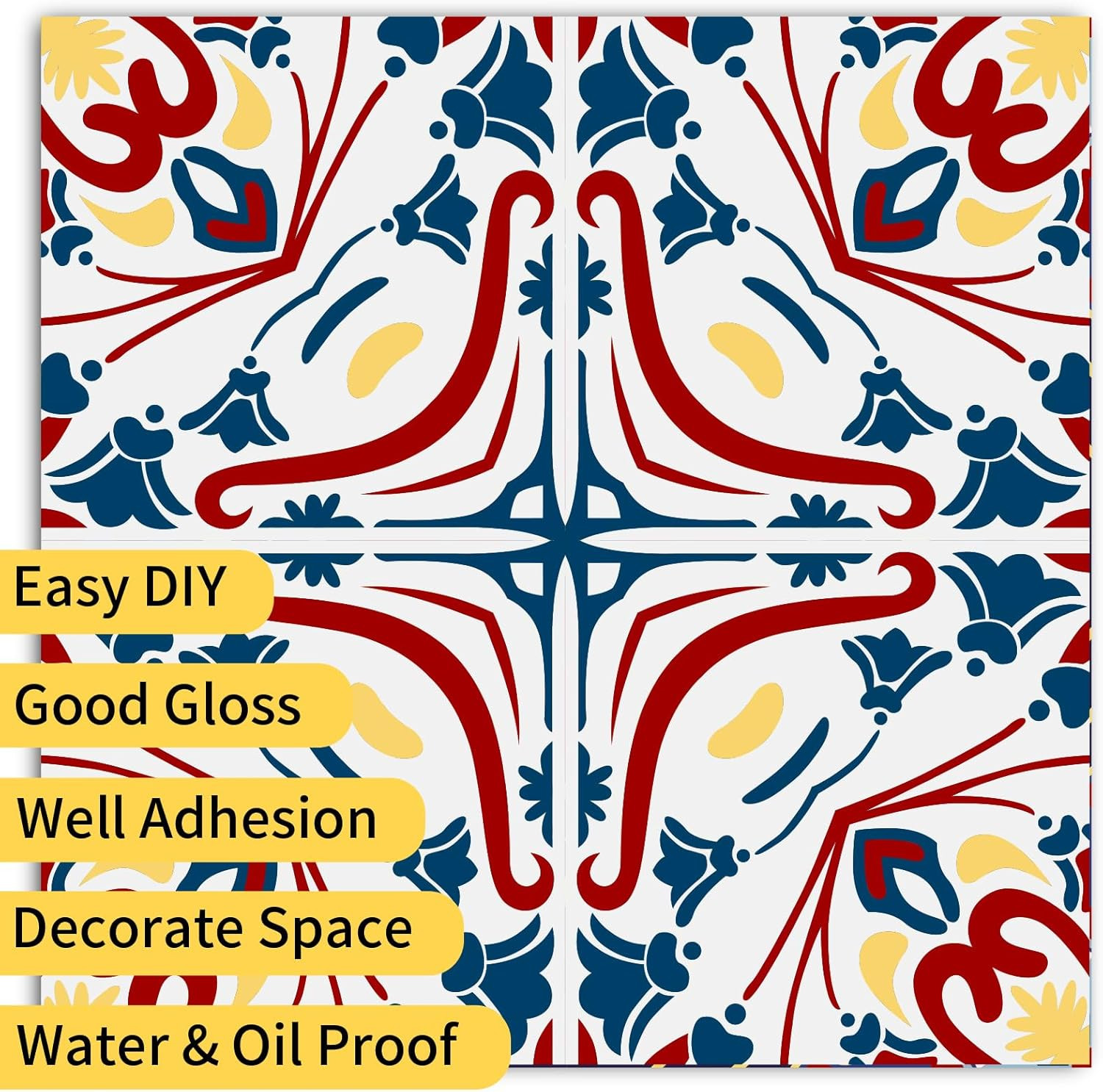 24 PCS (6"X6") Retro Mexican Tile Sticker Peel and Stick Wall Decals Talavera Ki