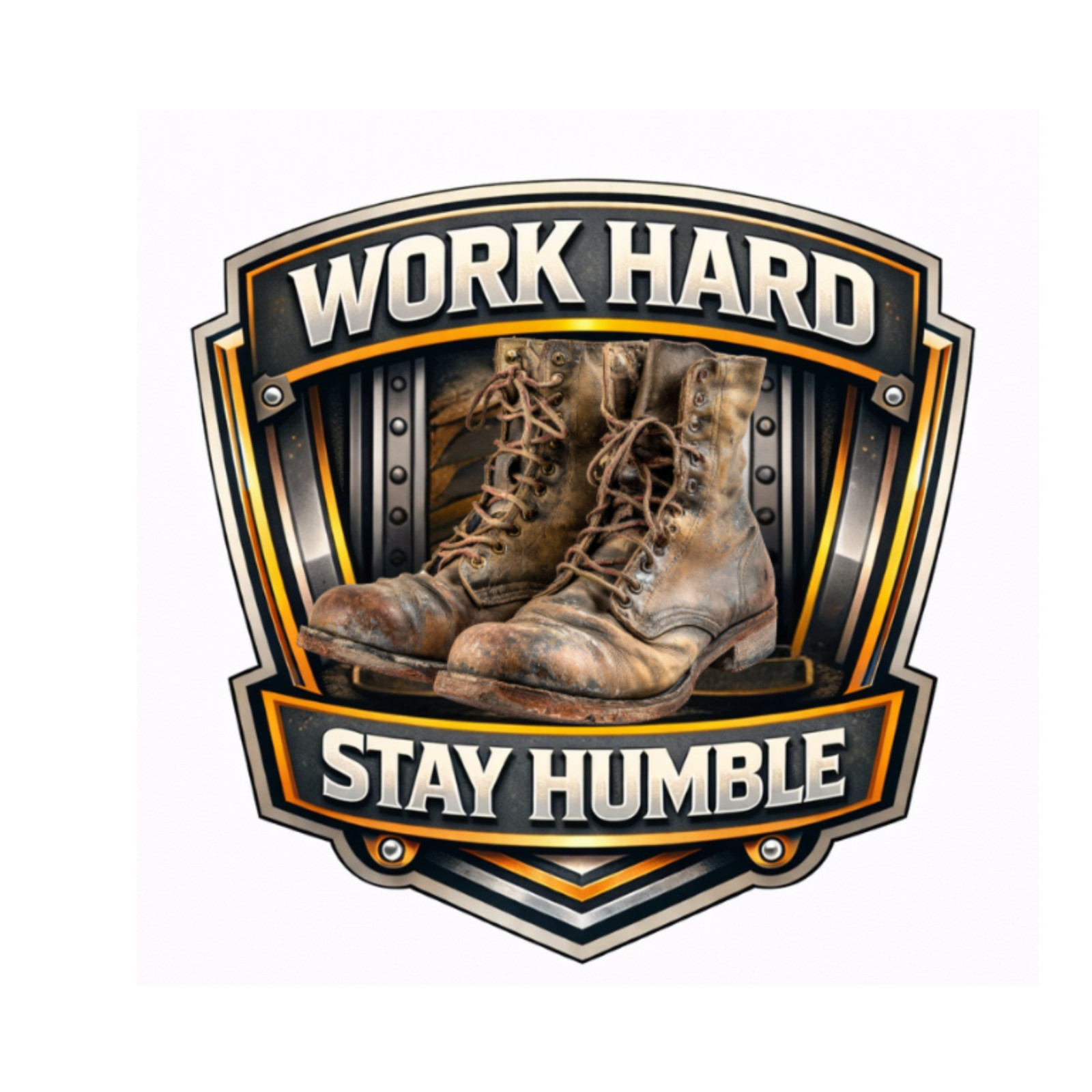 Work Hard Stay Humble 3” UV DTF Decal Blue Collar Work Boots Sticker