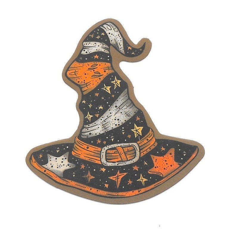 Celestial Witch Hat Sticker Starry Wizard Decal Vinyl Magic Spooky Gothic Autumn