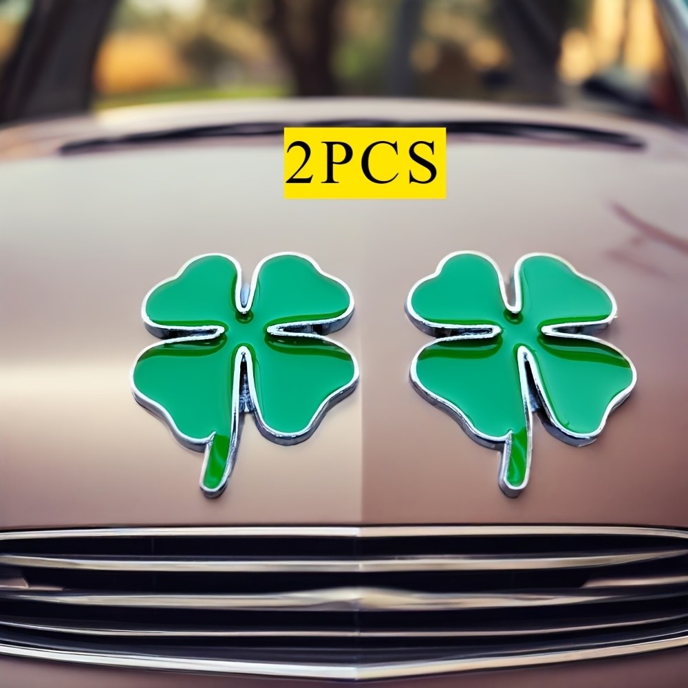 Upgraded Economical Stylish 2PCS 3D Zinc Alloy Four-Leaf Clover Car Tail Emblems