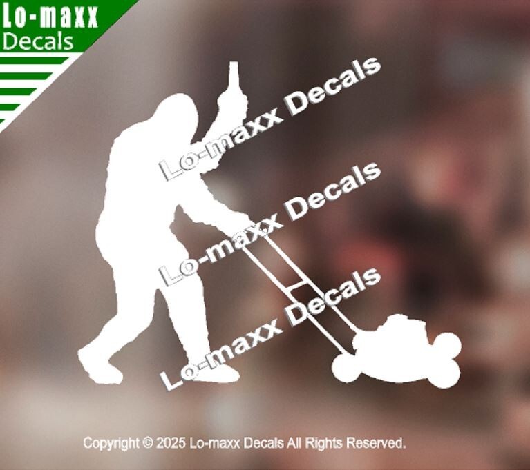 Sasquatch Lawn King: Beer and Blades Lawn Care Edition Die-Cut Vinyl Decal