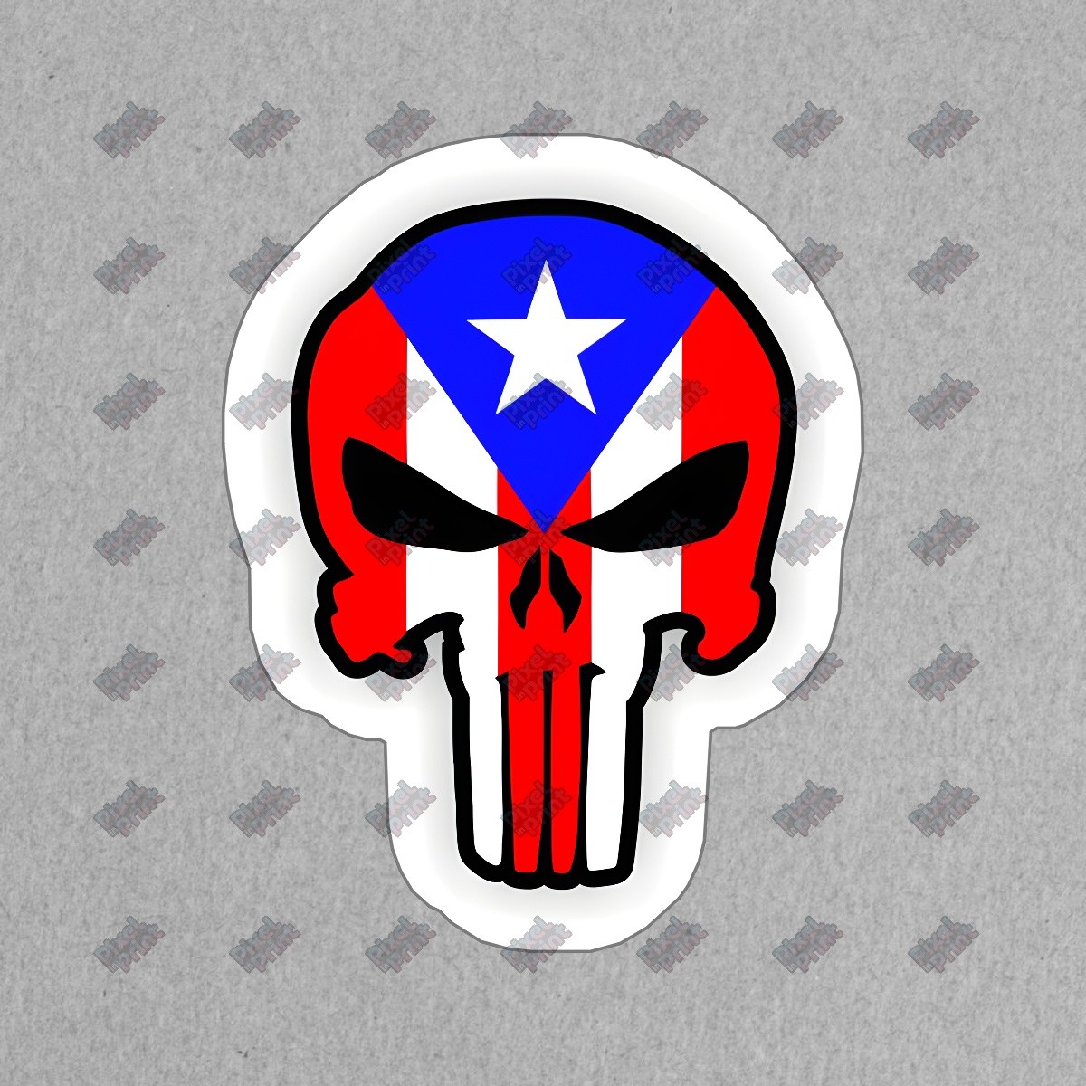 Puerto Rican Flag Skull Vinyl Sticker Punisher Decal Cool Laptop, #726503