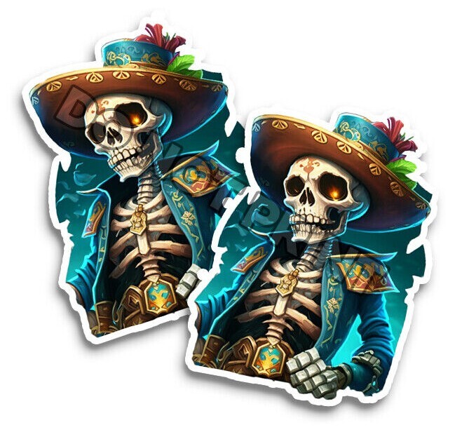 Day of the Dead stickers 2 pack of Dia de los Muertos Decals Sugar Skull #34012