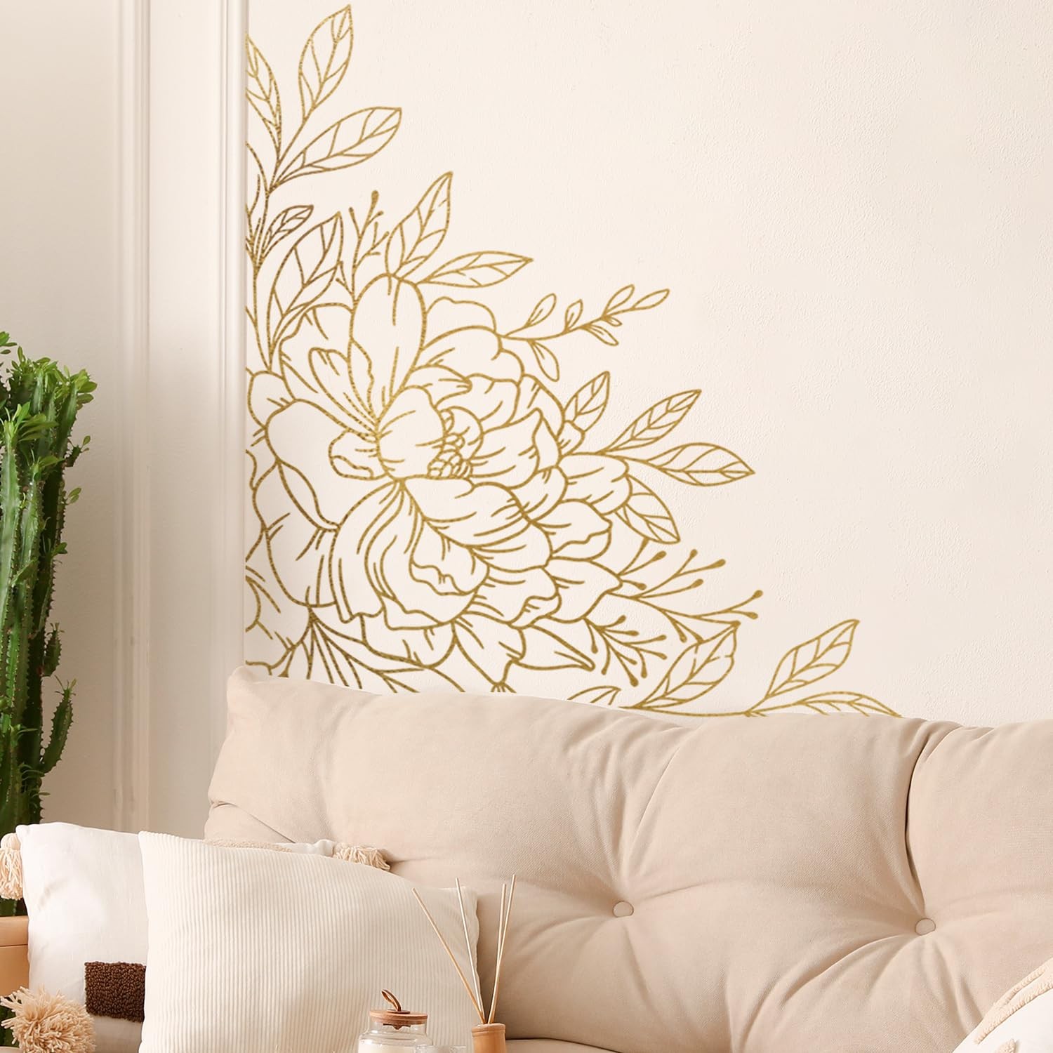 Flortlias Gold Metallic Wall Decals Peel and Stick Large Wall Stickers Large …
