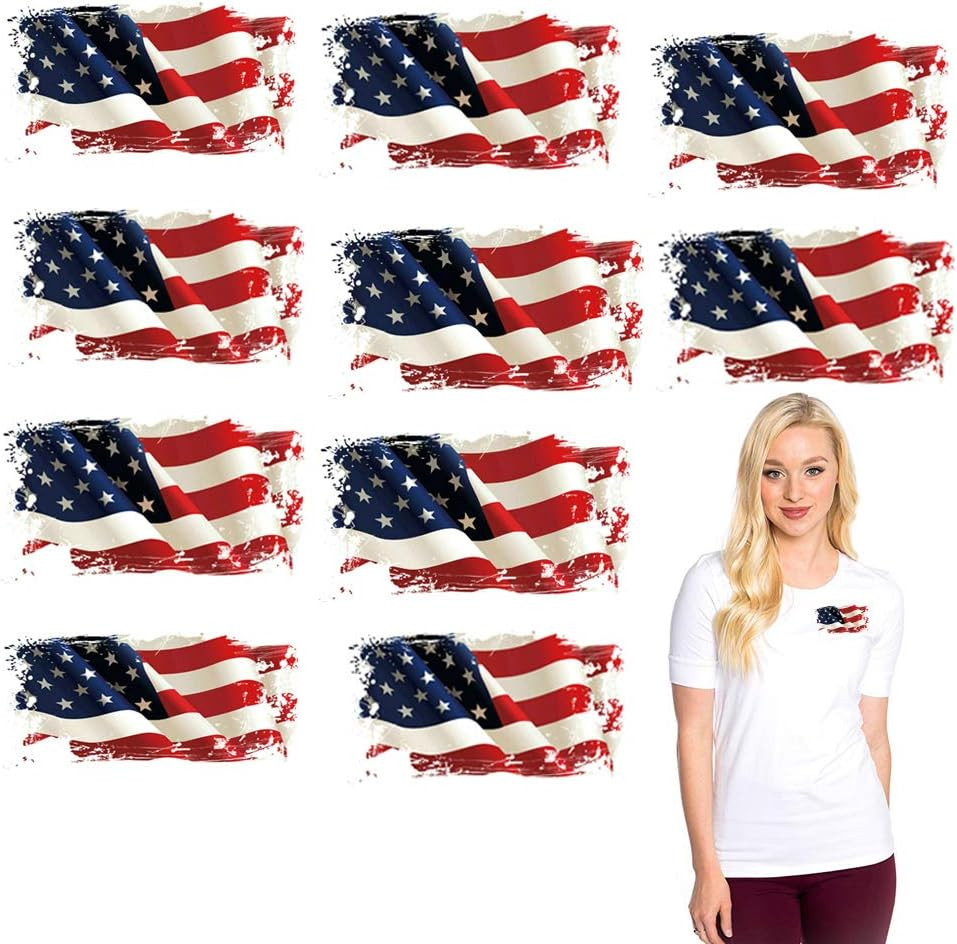 USA Heat Transfers Apppliques Flag Patches American Stickers Decals 10Pcs Patrio