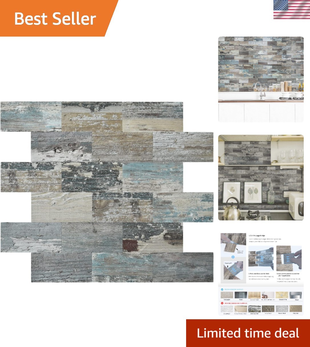 Durable Waterproof 5-Sheet Wall Panels – Elegant Rustic Peel and Stick Design