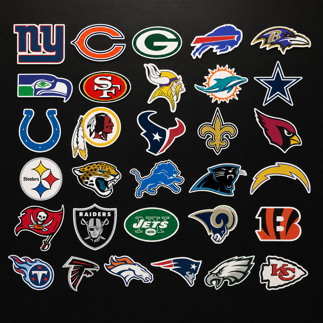 32pc NFL Team Logo Waterproof Vinyl Stickers Laptop Phone Water Bottle Car