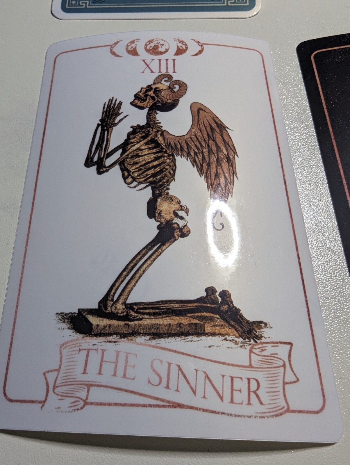 THE SINNER tarot 'card' die-cut printed vinyl sticker black or white