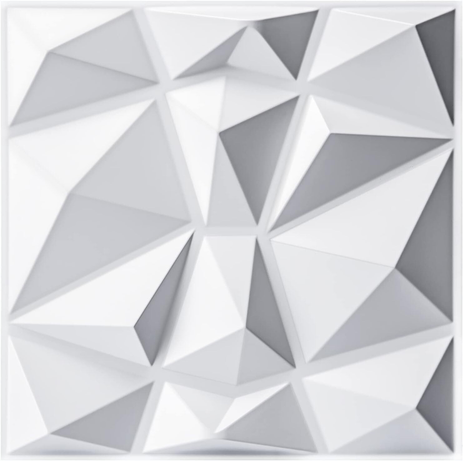 33-Pack 3D Decorative Wall Panels in Matt White Diamond Design – 32sqft