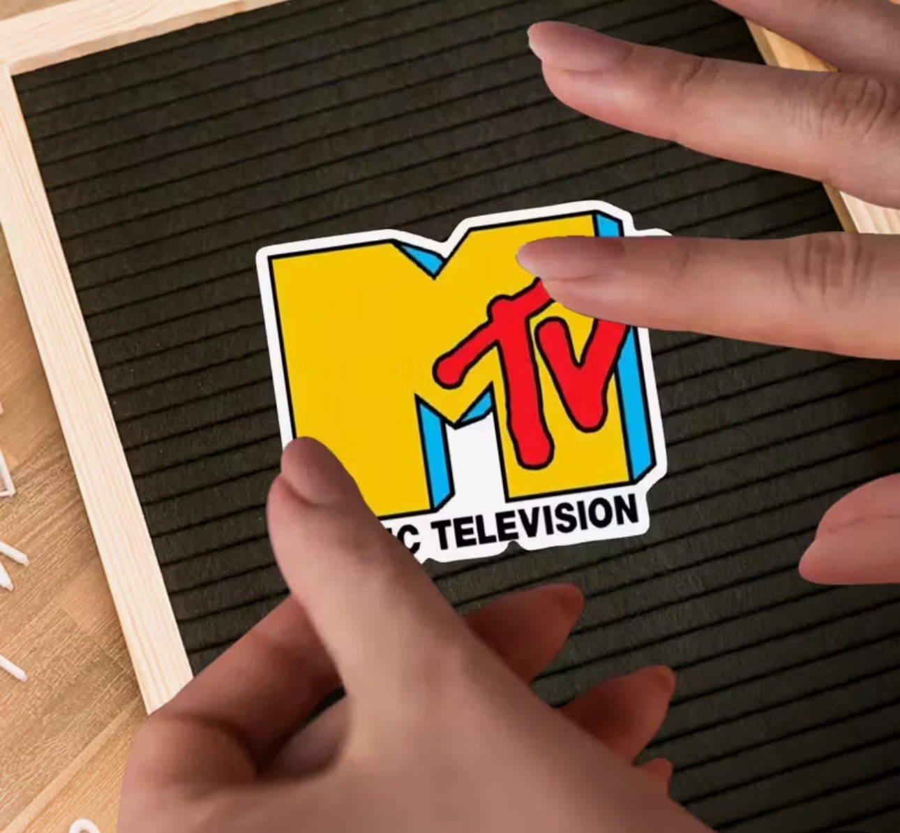 MTV Music Television Video Vtg Retro 80s 90s Yellow Print Vinyl Sticker Decal
