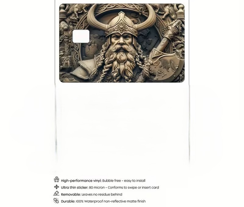 Viking Warrior Credit Card Skin Sticker | Norse Mythology Mystic Card Cover
