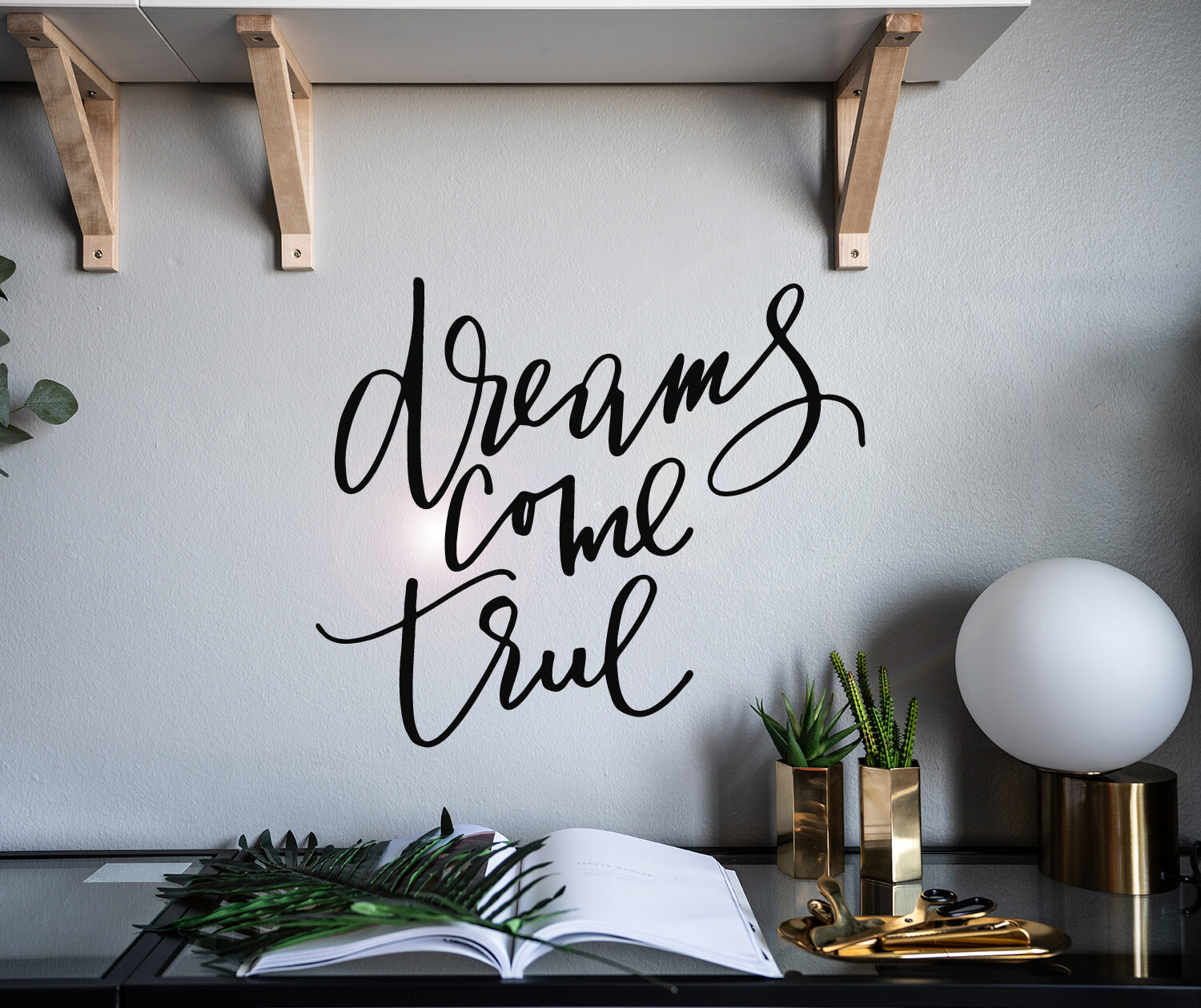 Vinyl Wall Decal Dreams Come True Quote Stickers Mural 22.5 in x 19 in gz140