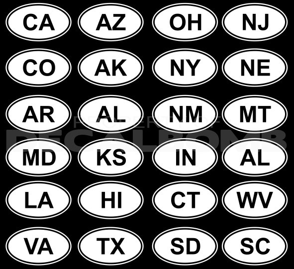 STATE OVAL Decal Sticker ALL 50 STATES to choose from hunt fish rzr run walk