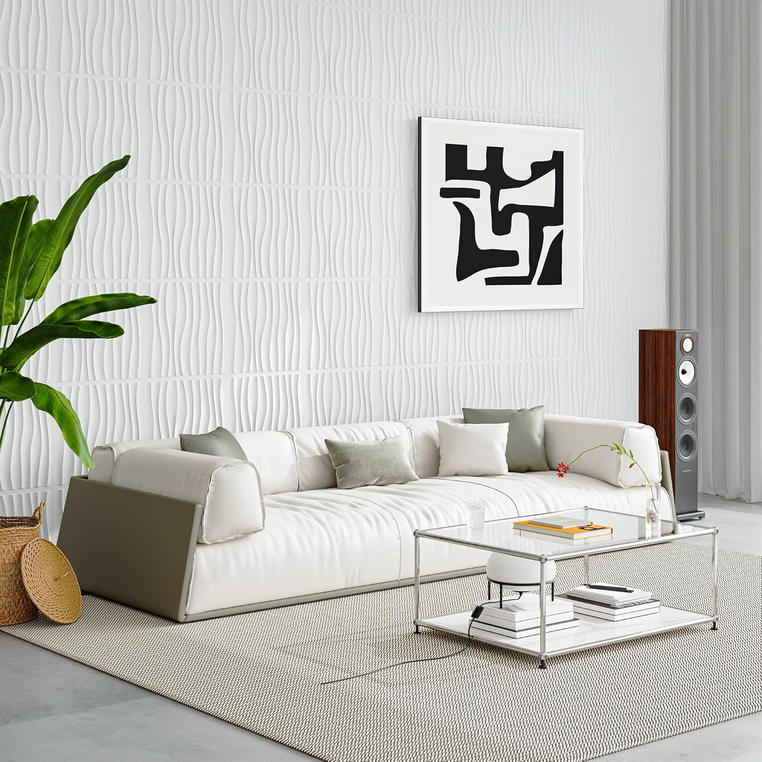 12 Pack 3D Wave Design Wall Panels 19.7"X19.7" PVC Panel for Interior Wall Decor