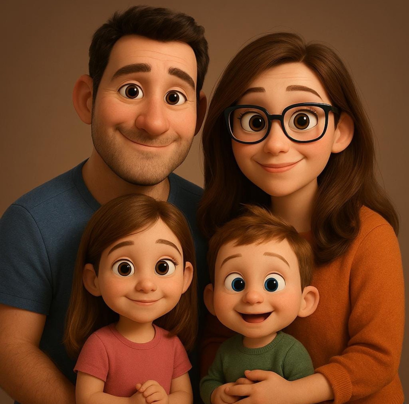 Custom Pixar Style Cartoon Portrait – Personalized Digital Art Couples family