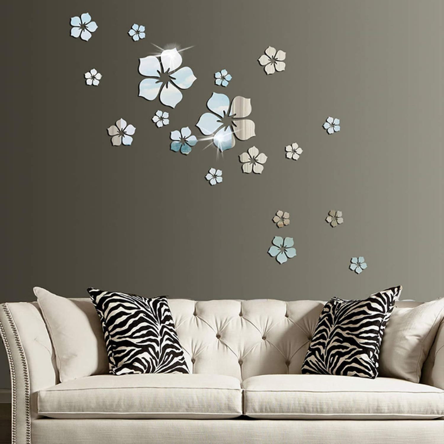 18Pcs Acrylic Mirror Wall Sticker Decal for Home Living Room Bedroom Decor 3D Fl