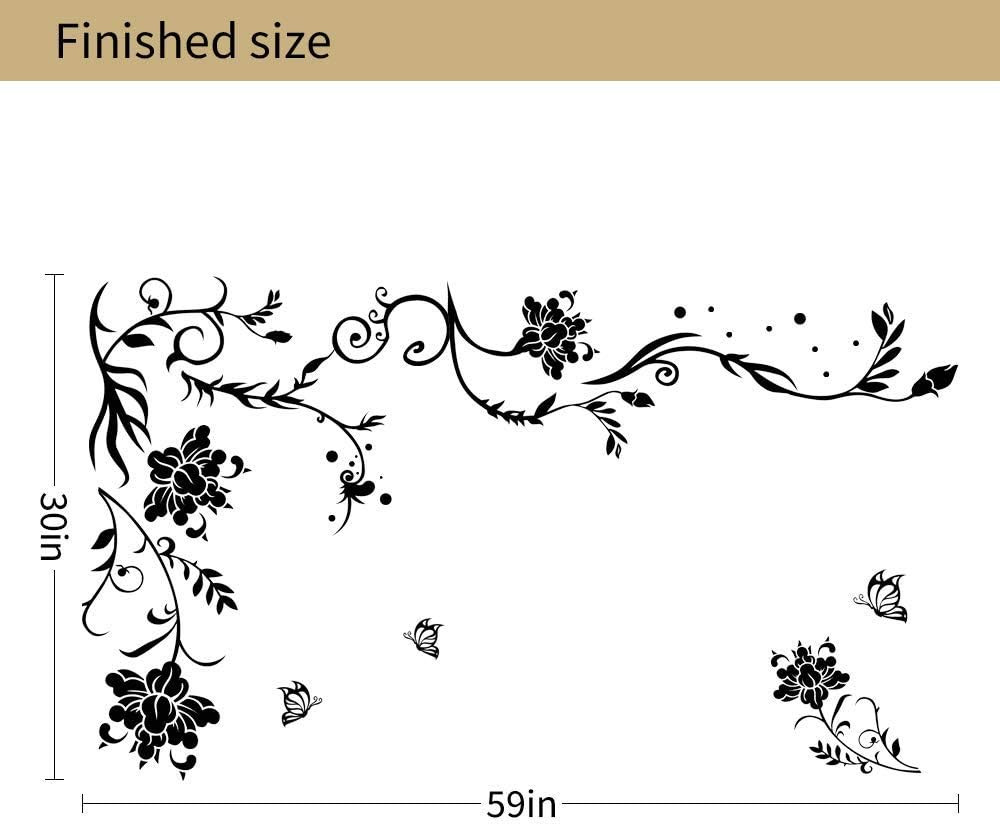 Flowers & Butterflies Wall Decals – DIY Black & Floral Wall Stickers for Bedroom