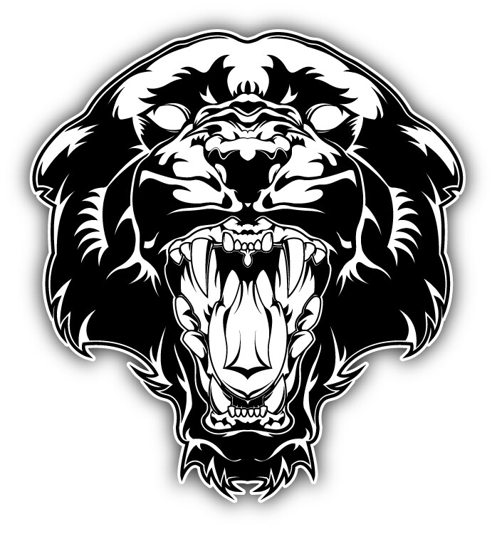 Pantera Head Hand Drawn Car Bumper Sticker Decal