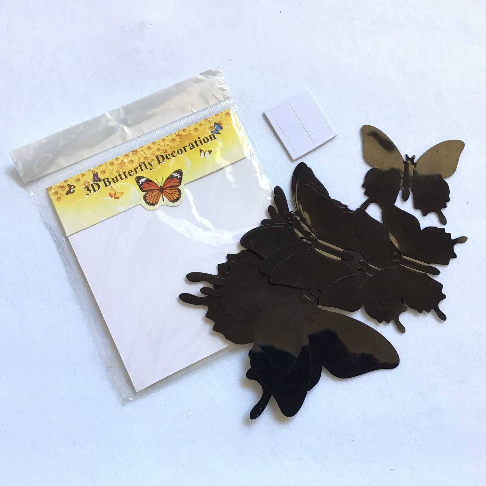 Set Of 12 Black 3D Butterfly Wall Sticker Party, Home Decor Butterfly Sticker