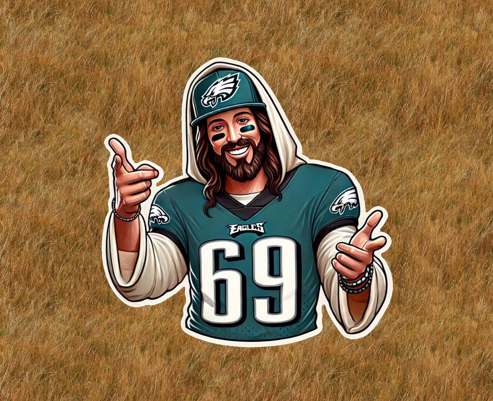 Jesus is a Eagles fan 100% waterproof vinyl sticker- several sizes