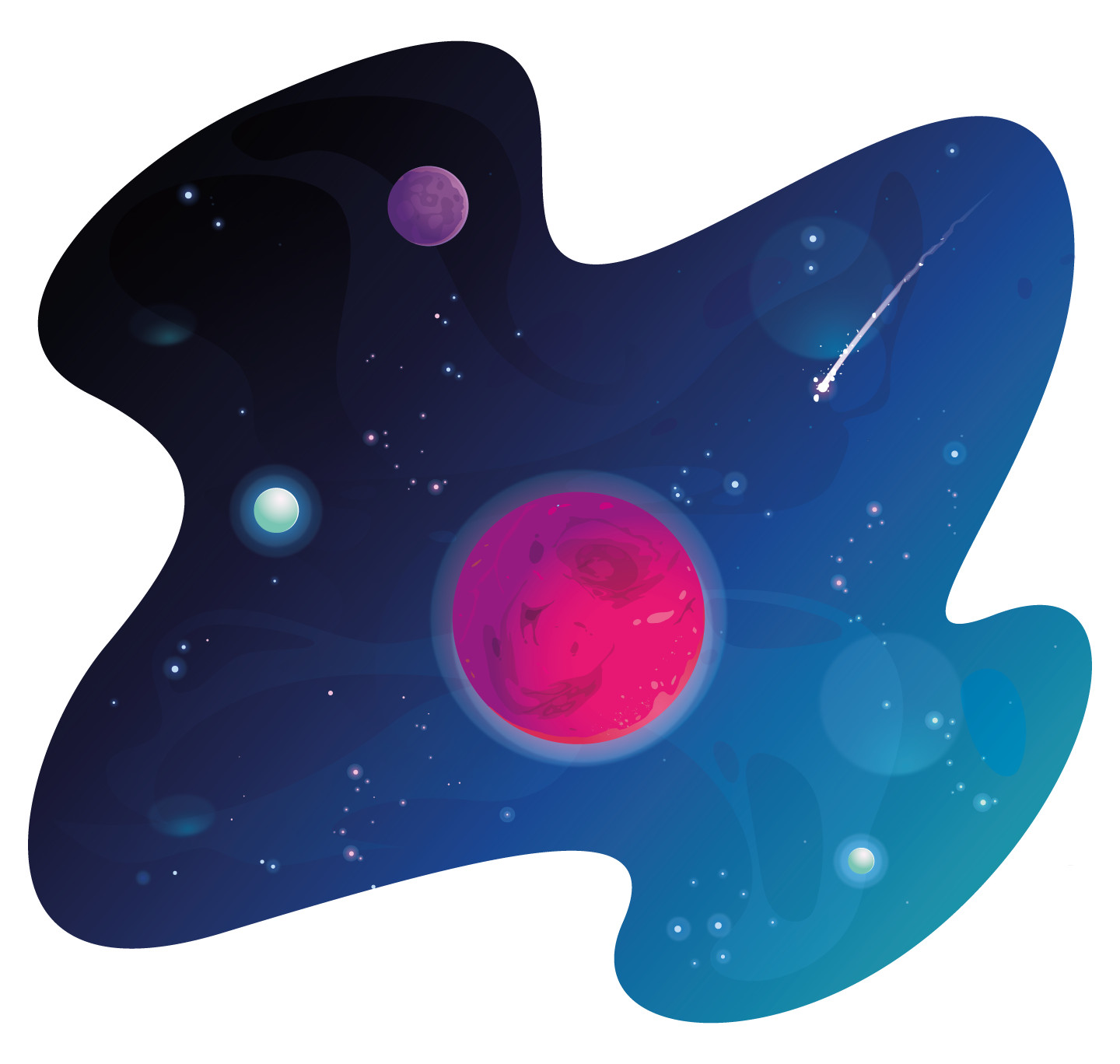 Vinyl Bedroom Outer Space View Galaxy Decor Planet Shooting Star Home Wall Decal