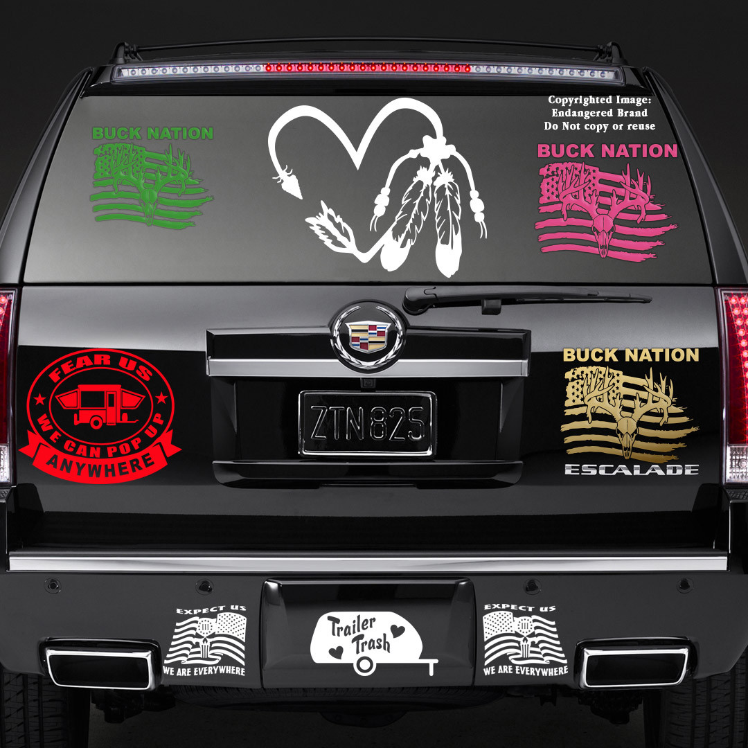 Feathers Heart Arrow Native American Indian Spirit Decal Sticker