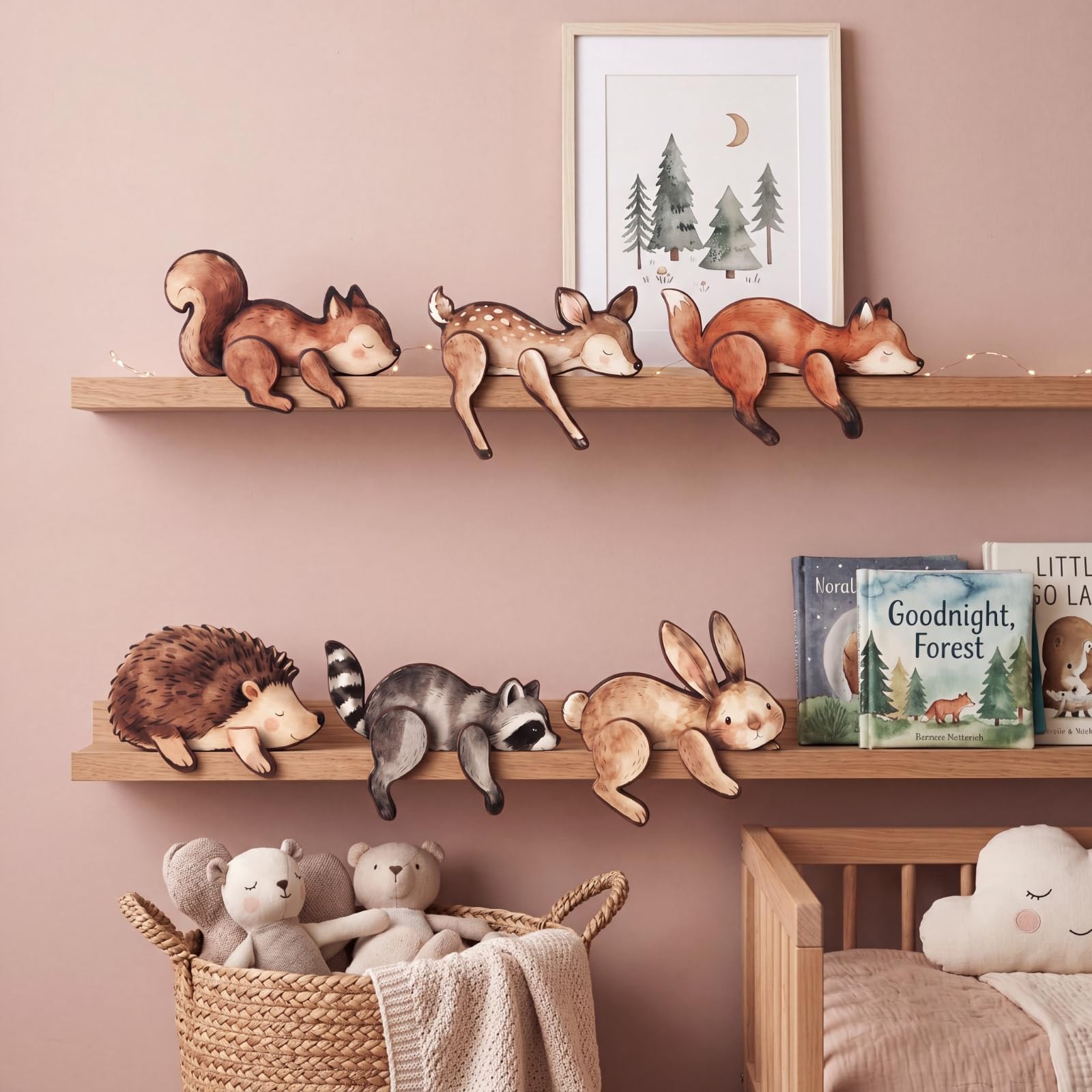 Mifoci 6 Pcs Forest Woodland Nursery Decor Wooden Animal Tabletop Centerpiece…