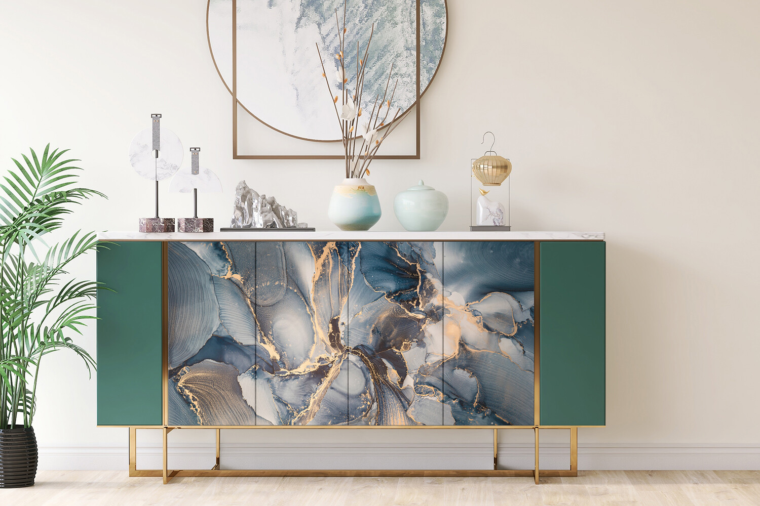 Wall Door Furniture Adhesive Decorative Sticker Decal Painted marble 100×50