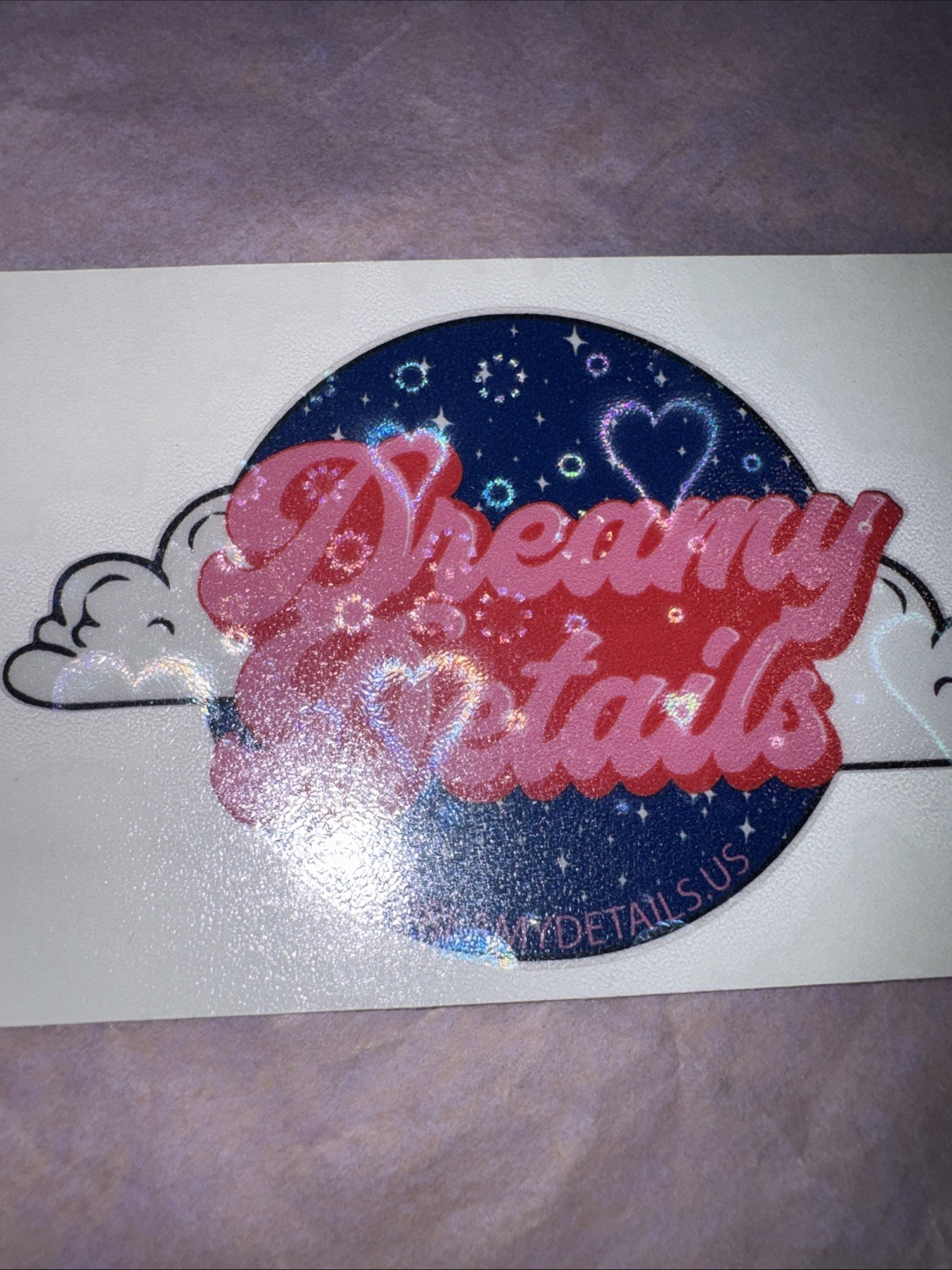 Dreamy Love Holographic Vinyl Sticker Hearts Clouds Aesthetic Art