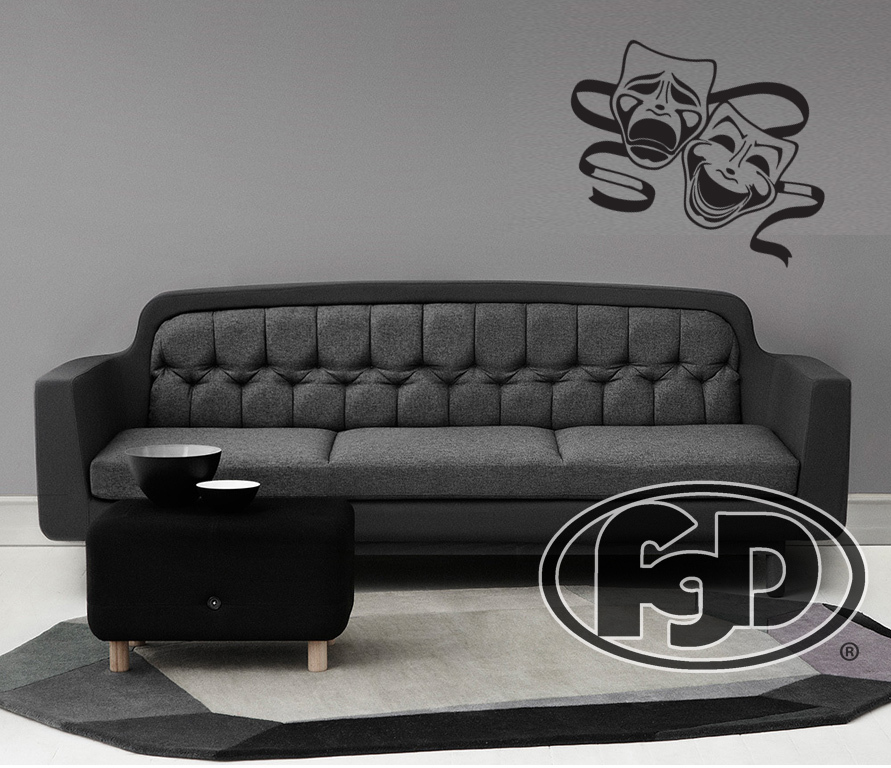 FGD Theatre Masks Tragedy and Comedy Vinyl Wall Decal 20" x 29"