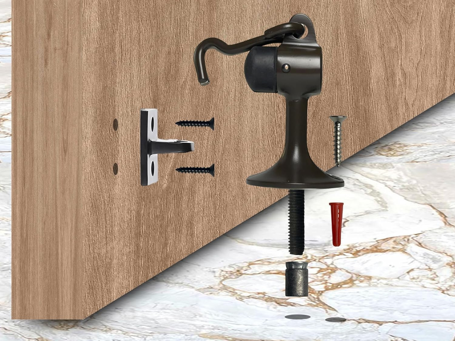 Solid Brass Door Stop, 3-15/16" Height, US10B Orb(Oil-Rubbed Bronze), Made in Ta