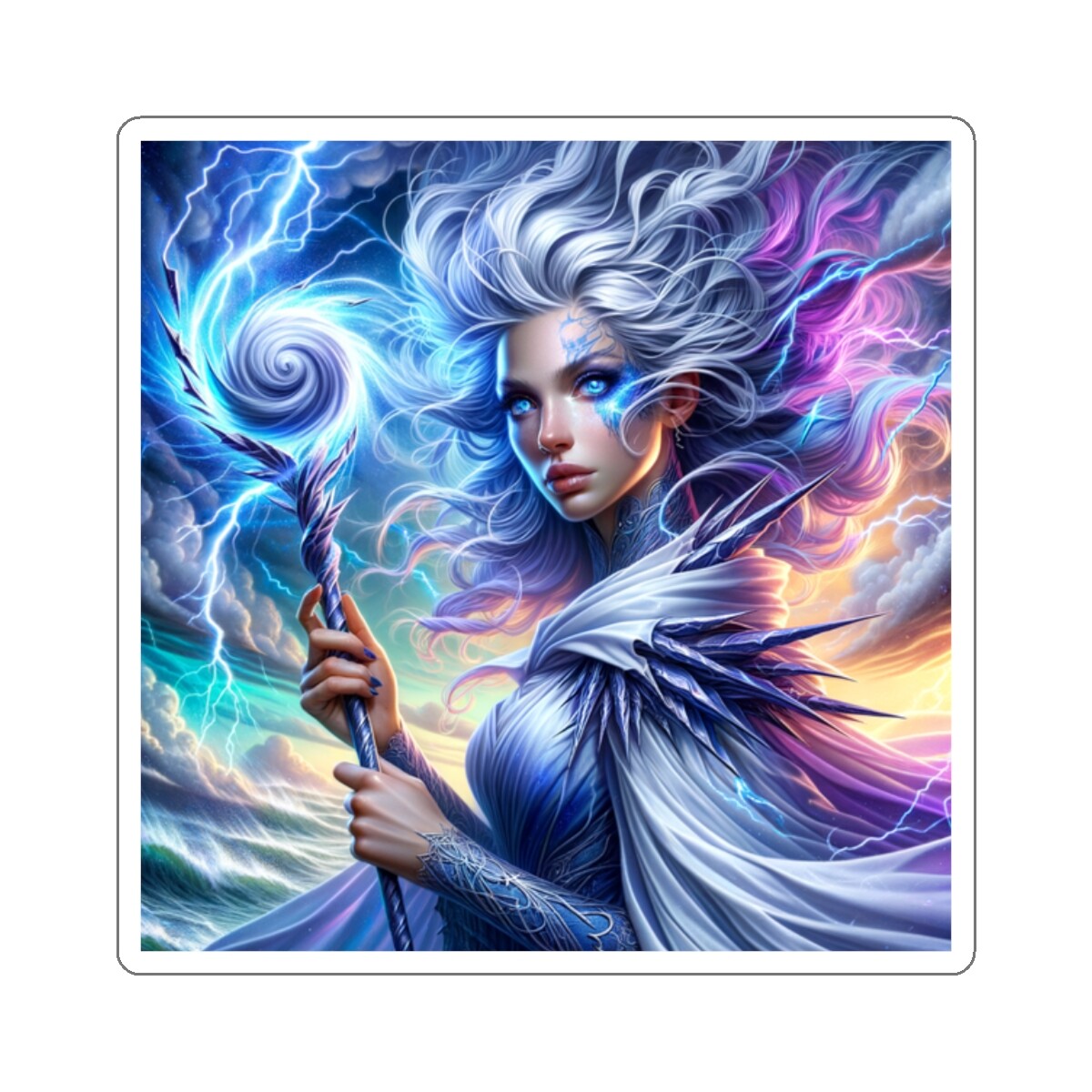 Sticker Tempest Mage Storm Energy Artwork Digital 2×2 3×3 4×4 6×6