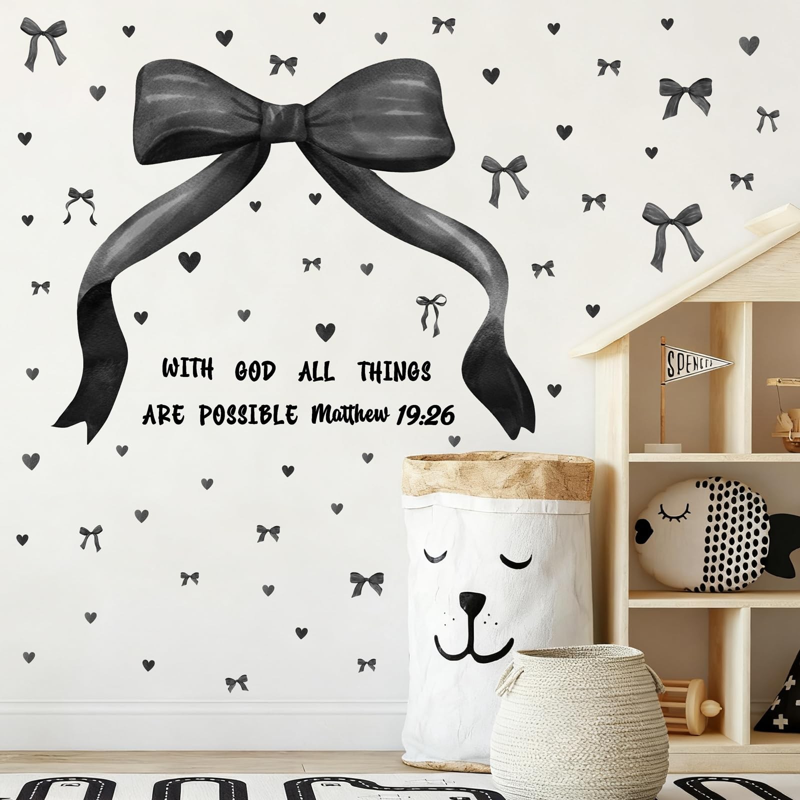 Large Black Bow Wall Stickers Watercolor Bowtie Wall Art Decor for Teen Girls…