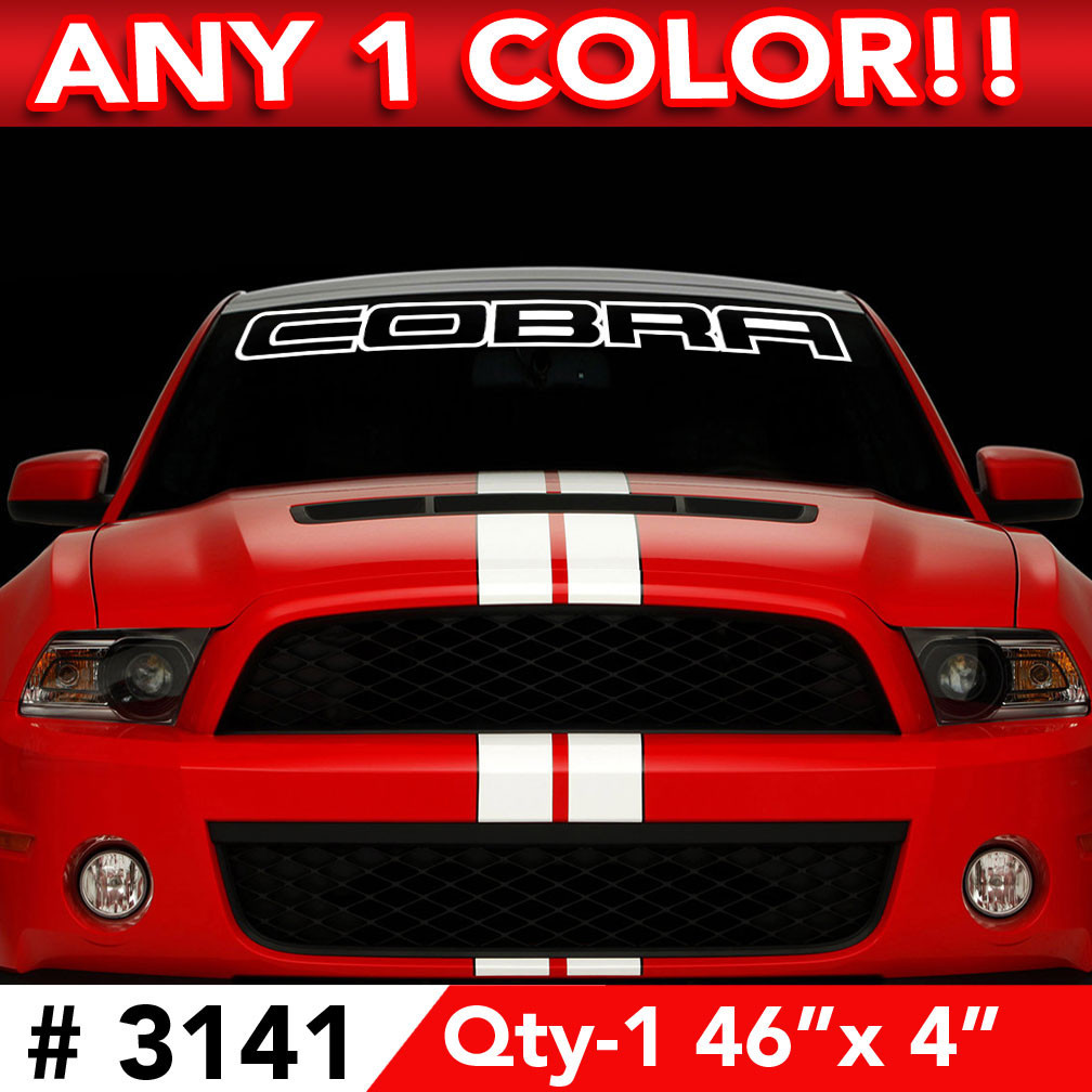 COBRA OUTLINE WINDSHIELD DECAL STICKER 46"w x 4"h Any 1 Color